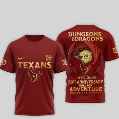 Alternative view of Houston Texans | Premium NFL Dungeons And Dragons 50th Anniversary Shirt TD