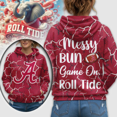 Alabama Crimson Tide | Premium NCAA Messy Bun Game On 3D Hoodie