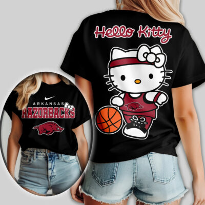 Alternative view of Arkansas Razorbacks | Premium NCAA Hello Kitty Basketball Women Shirt