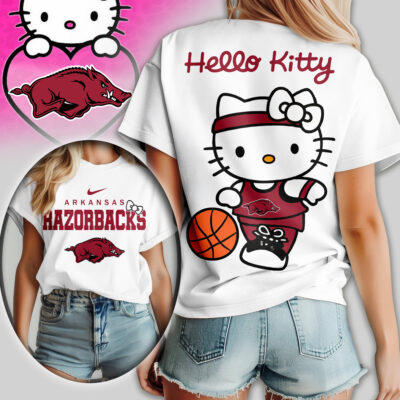 Arkansas Razorbacks | Premium NCAA Hello Kitty Basketball Women Shirt