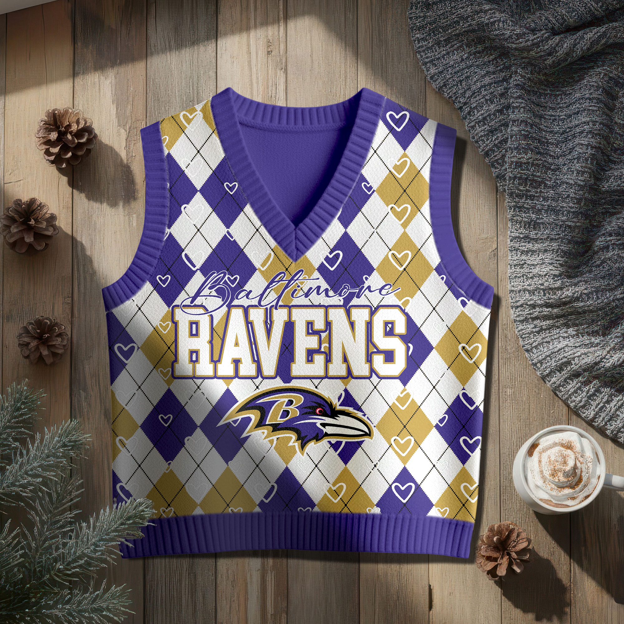 Baltimore Ravens | Premium NFL Argyle Knit Sweater Vest - Image 2