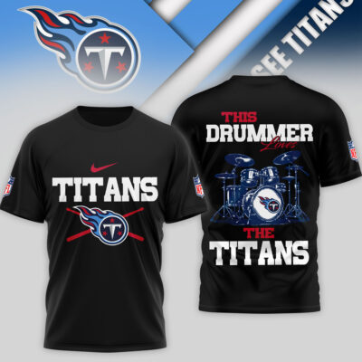 Alternative view of Tennessee Titans | Premium NFL This Drummer Loves Football 3D Shirt TD