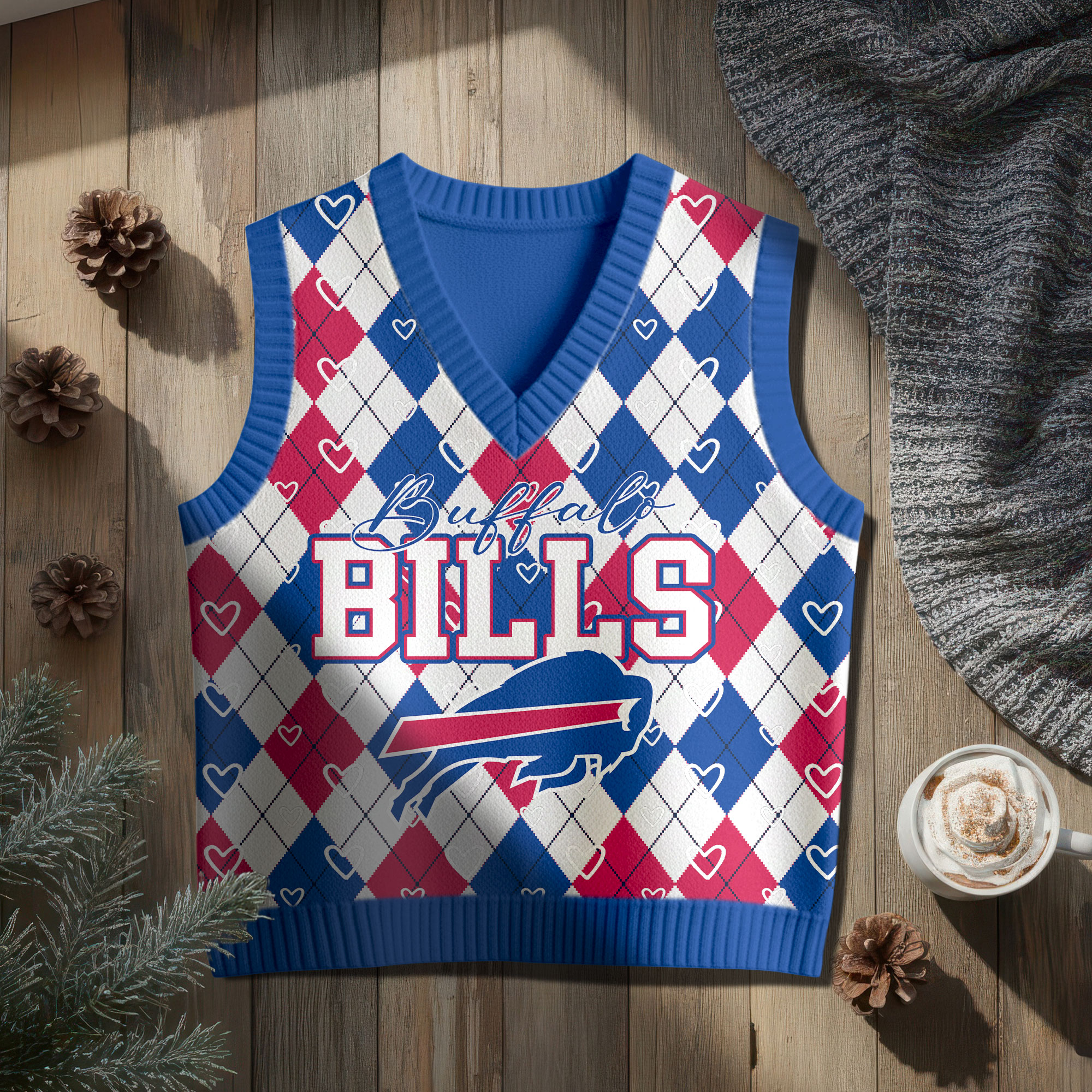 Buffalo Bills | Premium NFL Argyle Knit Sweater Vest - Image 2