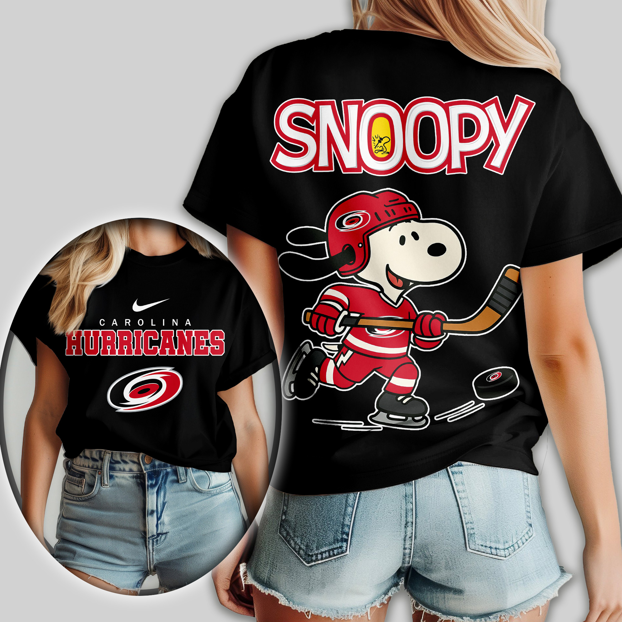 Carolina Hurricanes | Premium NHL Snoopy Hockey Women Shirt - Image 2