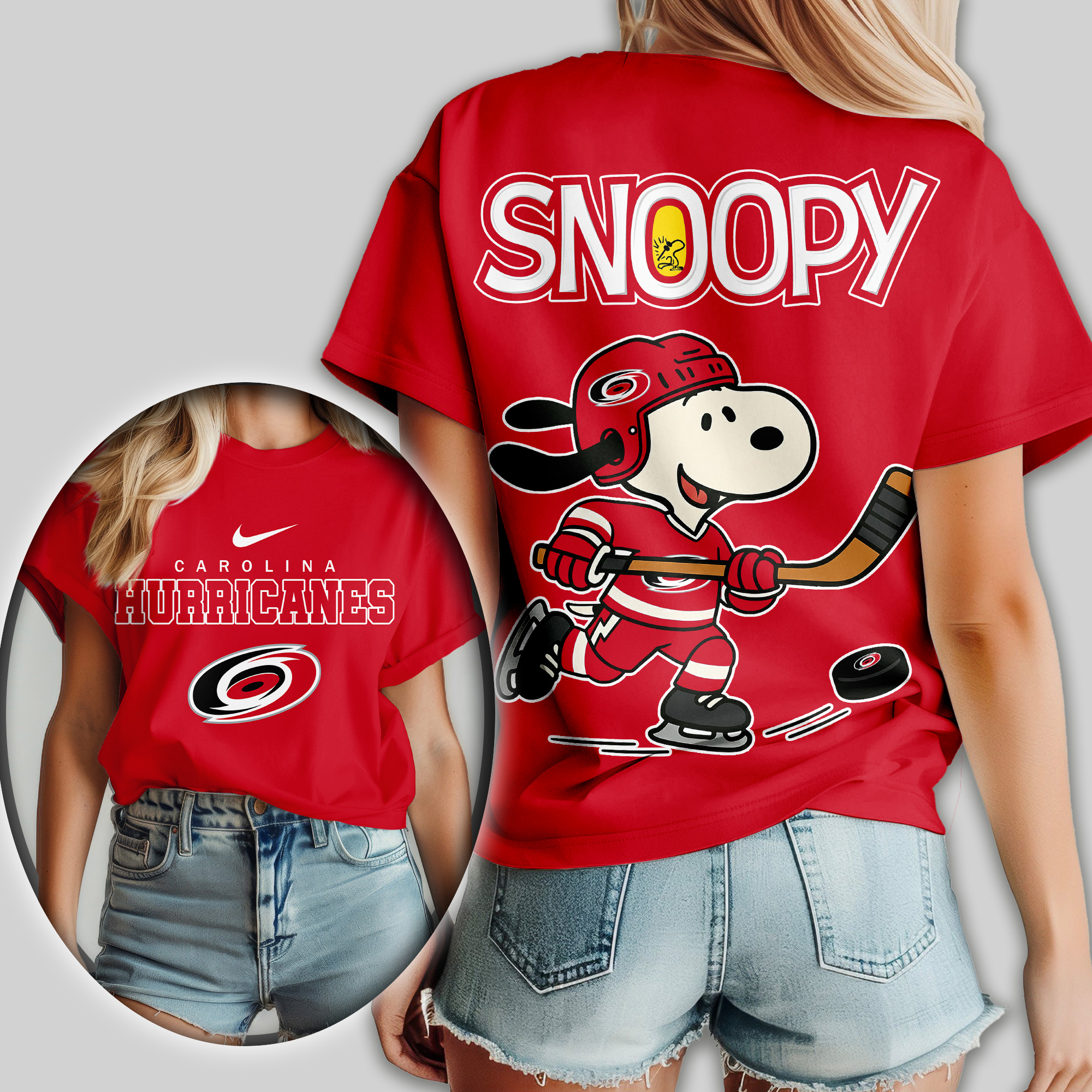 Carolina Hurricanes | Premium NHL Snoopy Hockey Women Shirt - Image 3