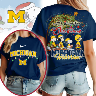 Alternative view of Michigan Wolverines | Premium NCAA All I Want For Christmas Peanuts Shirt MM