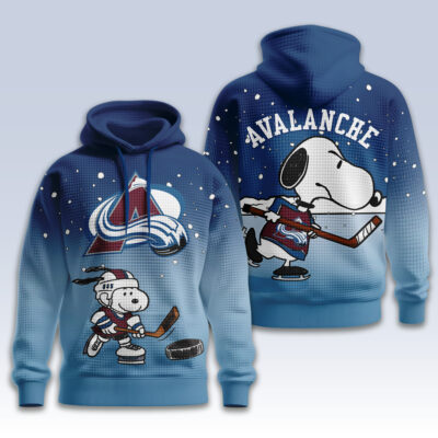 Alternative view of Colorado Avalanche | Premium NHL Snoopy Hockey 3D Waffle Hoodie TD
