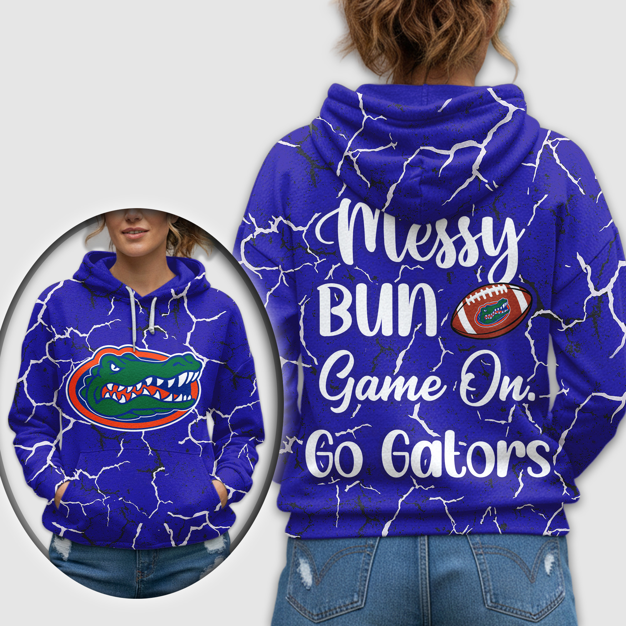 Florida Gators | Premium NCAA Messy Bun Game On 3D Hoodie - Image 2