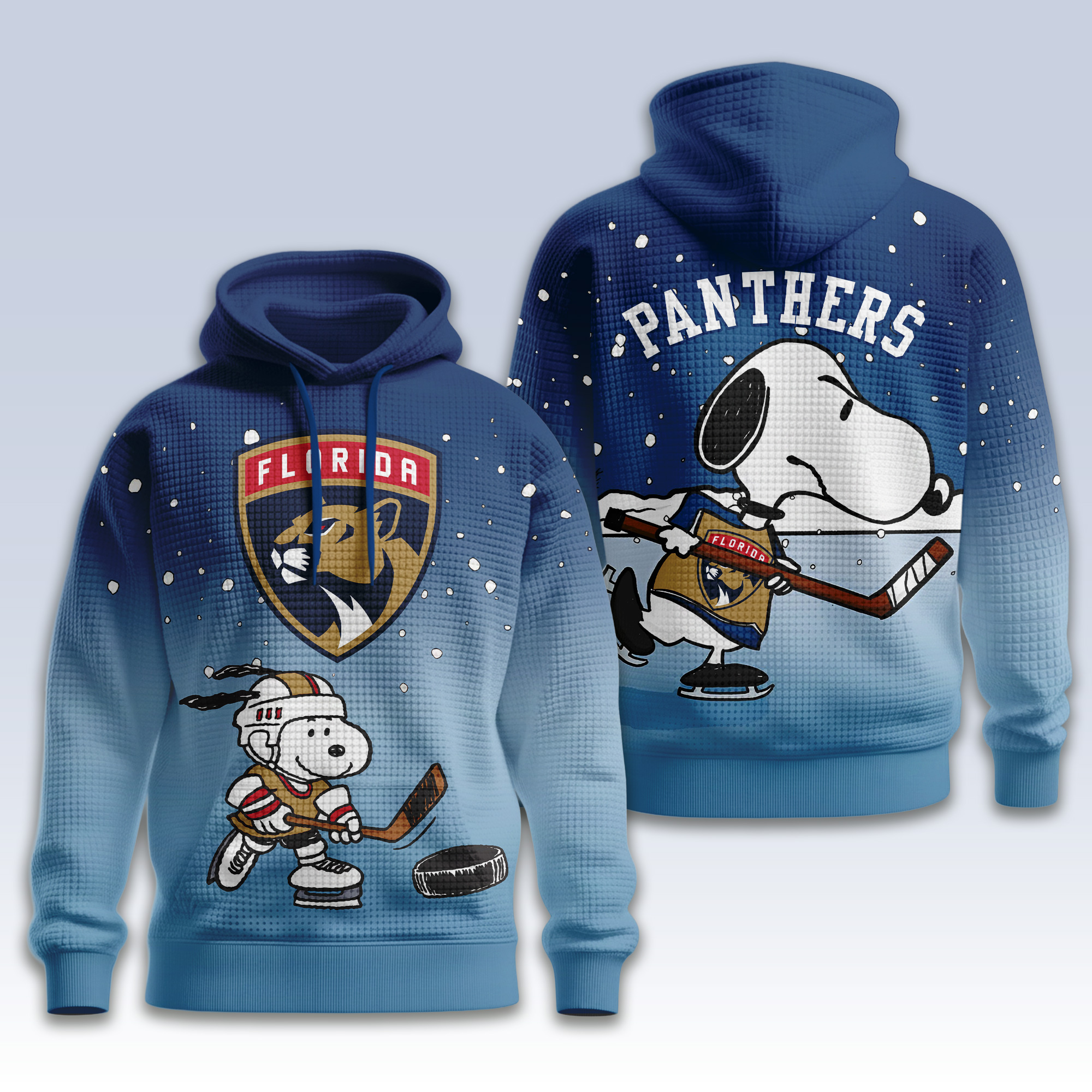 Florida Panthers | Premium NHL Snoopy Hockey 3D Waffle Hoodie TD - Image 2