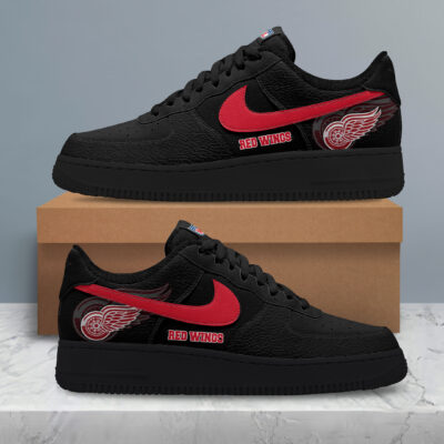 Alternative view of Detroit Red Wings | Premium NHL Teams Black AF1 Shoes