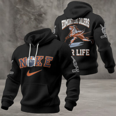Alternative view of Edmonton Oilers | Premium NHL For Life Waffle Hoodie