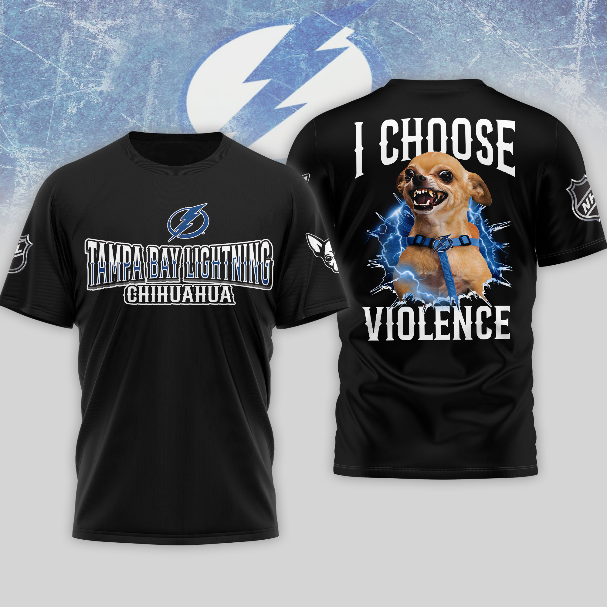 Tampa Bay Lightning | Premium NHL Chihuahua Violent 3D T-Shirt - Image 2