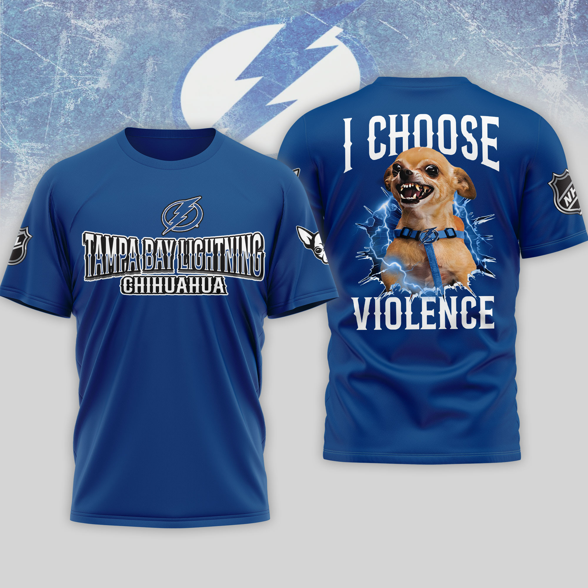 Tampa Bay Lightning | Premium NHL Chihuahua Violent 3D T-Shirt