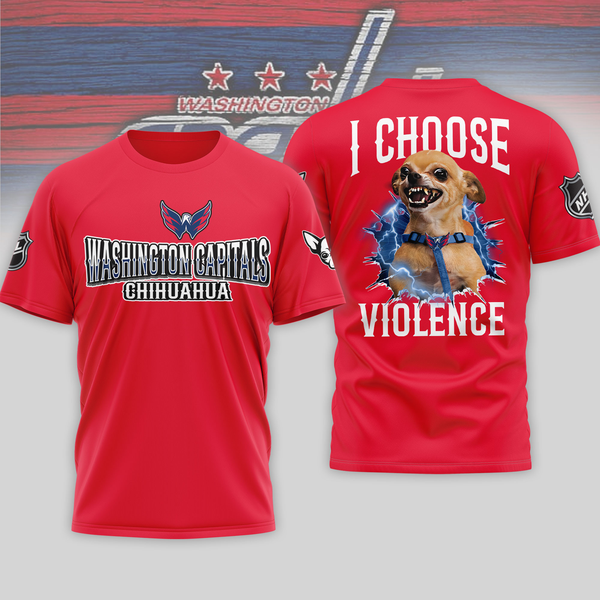 Washington Capitals | Premium NHL Chihuahua Violent 3D T-Shirt
