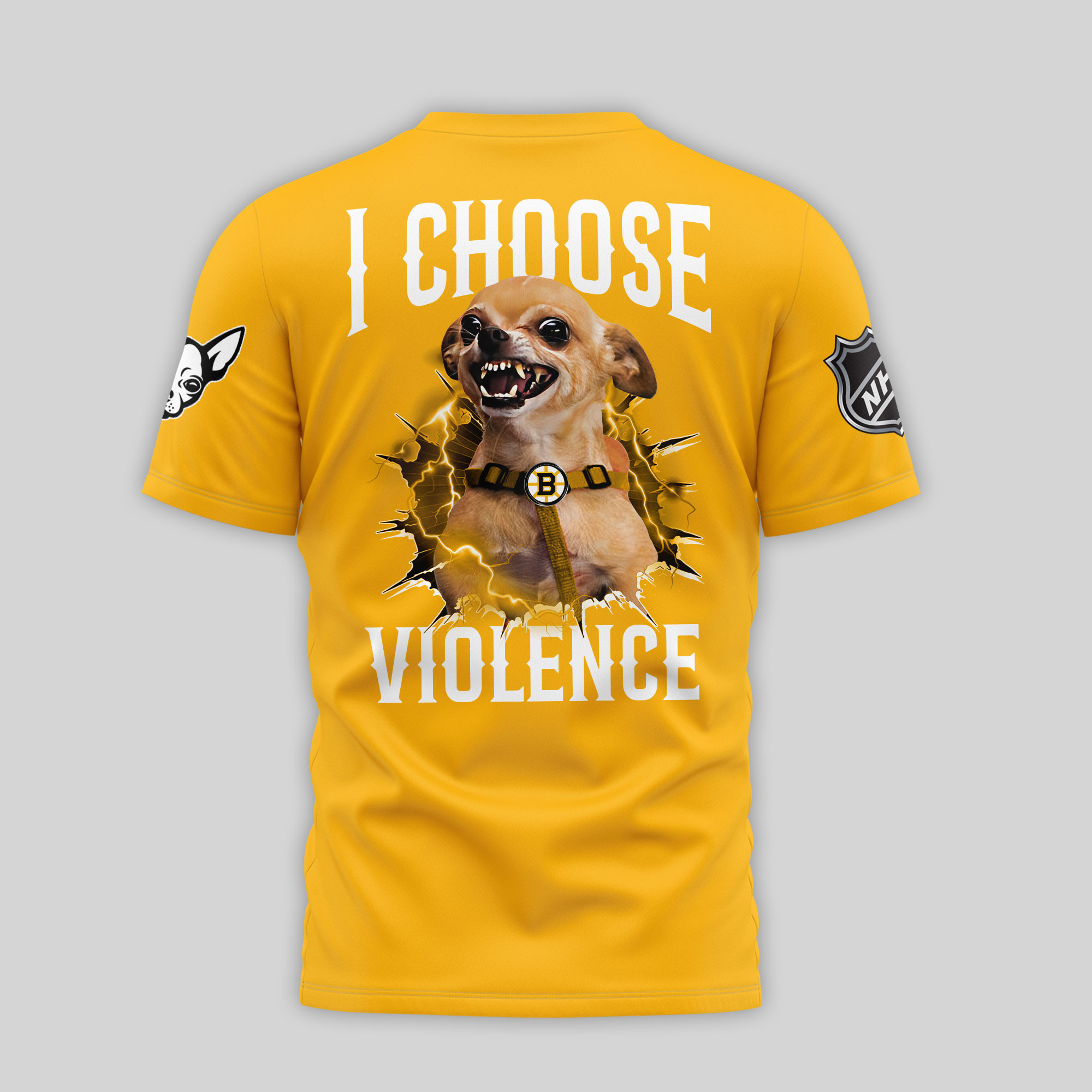 Boston Bruins | Premium NHL Chihuahua Violent 3D T-Shirt - Image 4