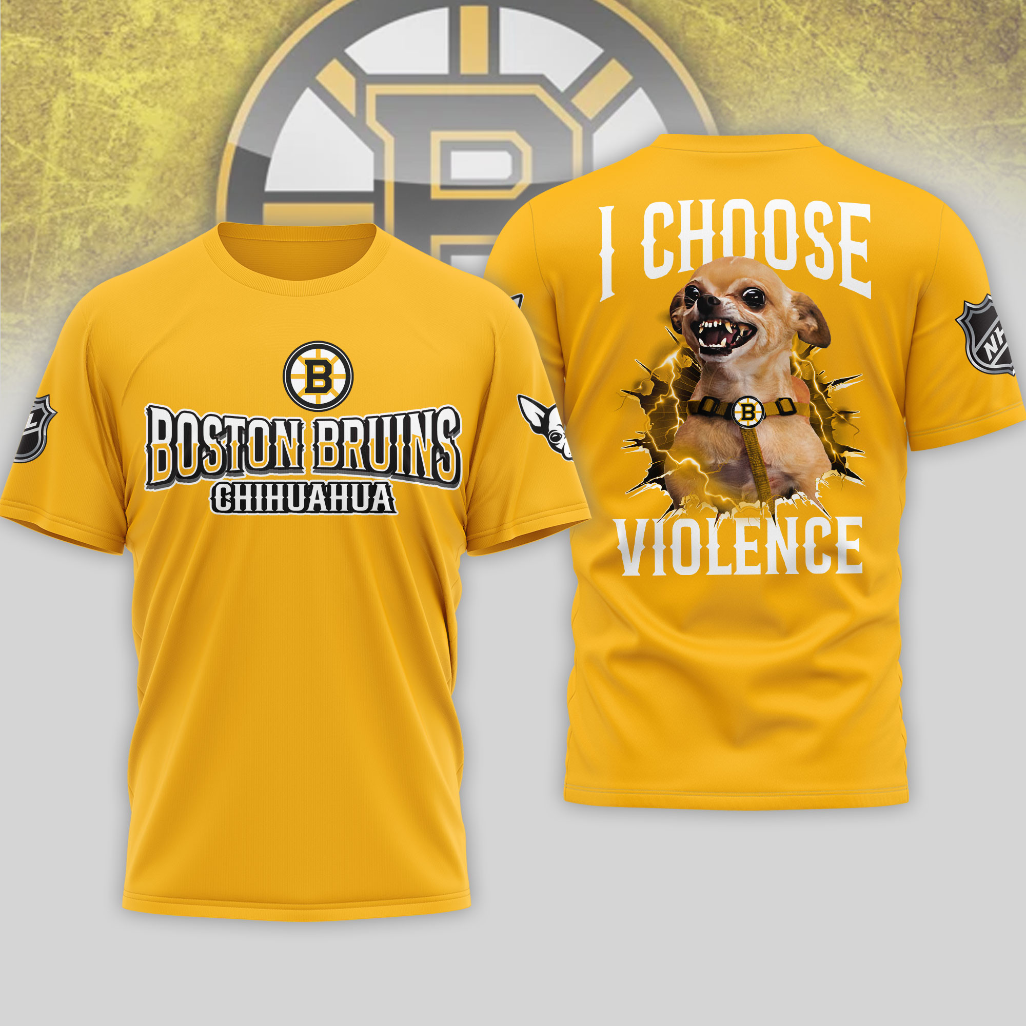 Boston Bruins | Premium NHL Chihuahua Violent 3D T-Shirt
