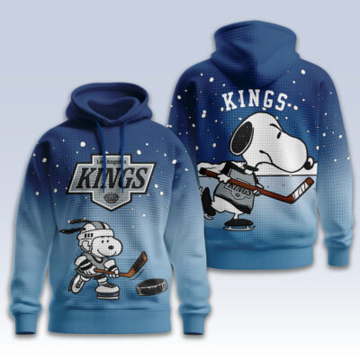 Alternative view of Los Angeles Kings | Premium NHL Snoopy Hockey 3D Waffle Hoodie TD