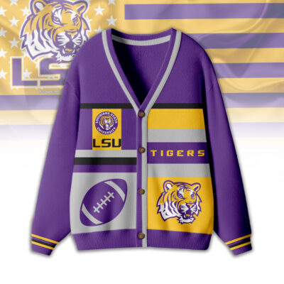 LSU Tigers | Premium NCAA Game Day Striped Knit Cardigan