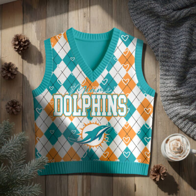 Alternative view of Miami Dolphins | Premium NFL Argyle Knit Sweater Vest