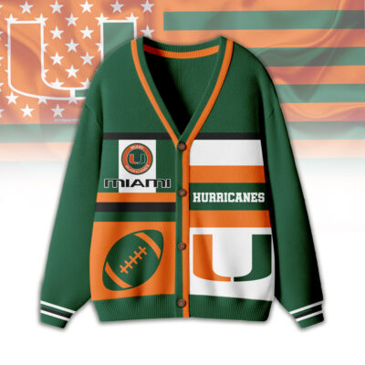 Miami Hurricanes | Premium NCAA Game Day Striped Knit Cardigan