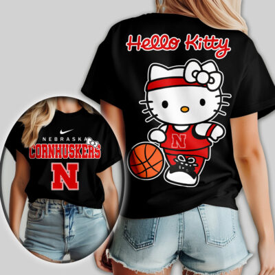 Alternative view of Nebraska Cornhuskers | Premium NCAA Hello Kitty Basketball Women Shirt