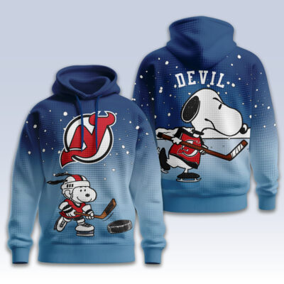 Alternative view of New Jersey Devils | Premium NHL Snoopy Hockey 3D Waffle Hoodie TD