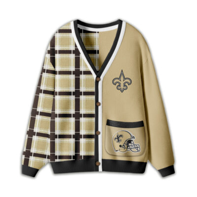 Alternative view of New Orleans Saints | Premium NFL Game Day Patchwork Cardigan with Printed Pocket Design