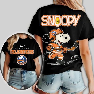 Alternative view of New York Islanders | Premium NHL Snoopy Hockey Women Shirt
