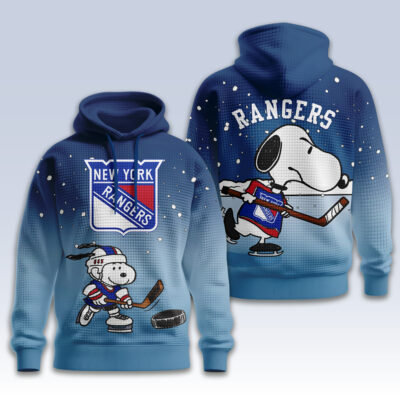 Alternative view of New York Rangers | Premium NHL Snoopy Hockey 3D Waffle Hoodie TD