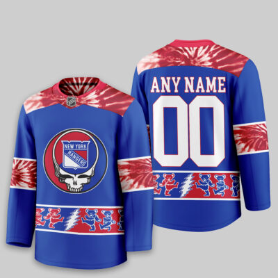 Alternative view of New York Rangers | Premium NHL Tie-Dye Skull Hockey Jersey
