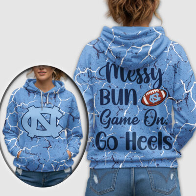 Alternative view of North Carolina Tar Heels | Premium NCAA Messy Bun Game On 3D Hoodie