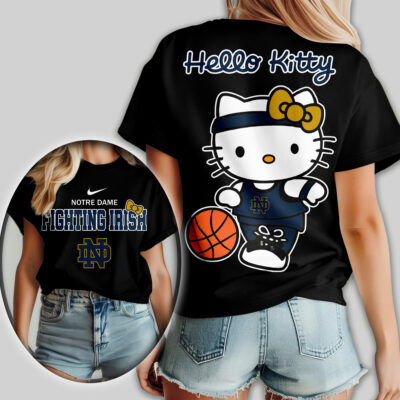 Alternative view of Notre Dame Fighting Irish | Premium NCAA Hello Kitty Basketball Women Shirt