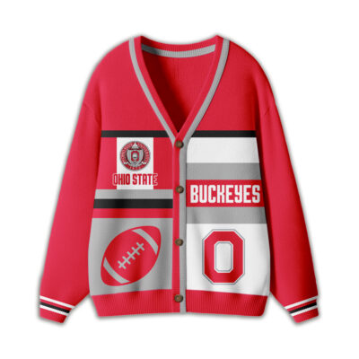 Alternative view of Ohio State Buckeyes | Premium NCAA Game Day Striped Knit Cardigan