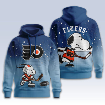 Alternative view of Philadelphia Flyers | Premium NHL Snoopy Hockey 3D Waffle Hoodie TD