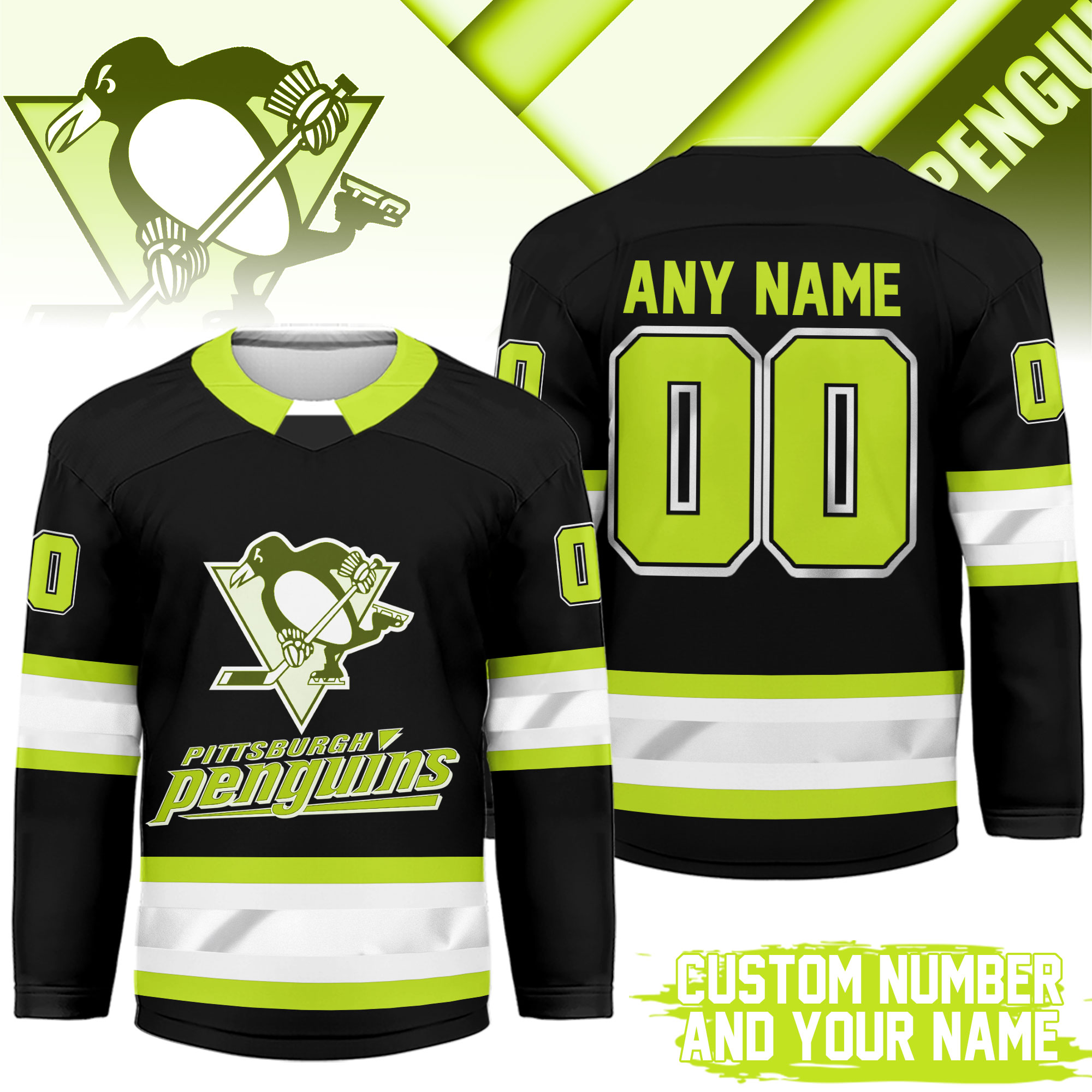 Pittsburgh Penguins | Premium NHL Hi-Vis Hockey Spirit Custom Name and Number Jersey