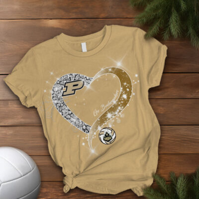 Alternative view of Purdue Boilermakers | Premium NCAA Volleyball Game Day Spirit Heart T-Shirt