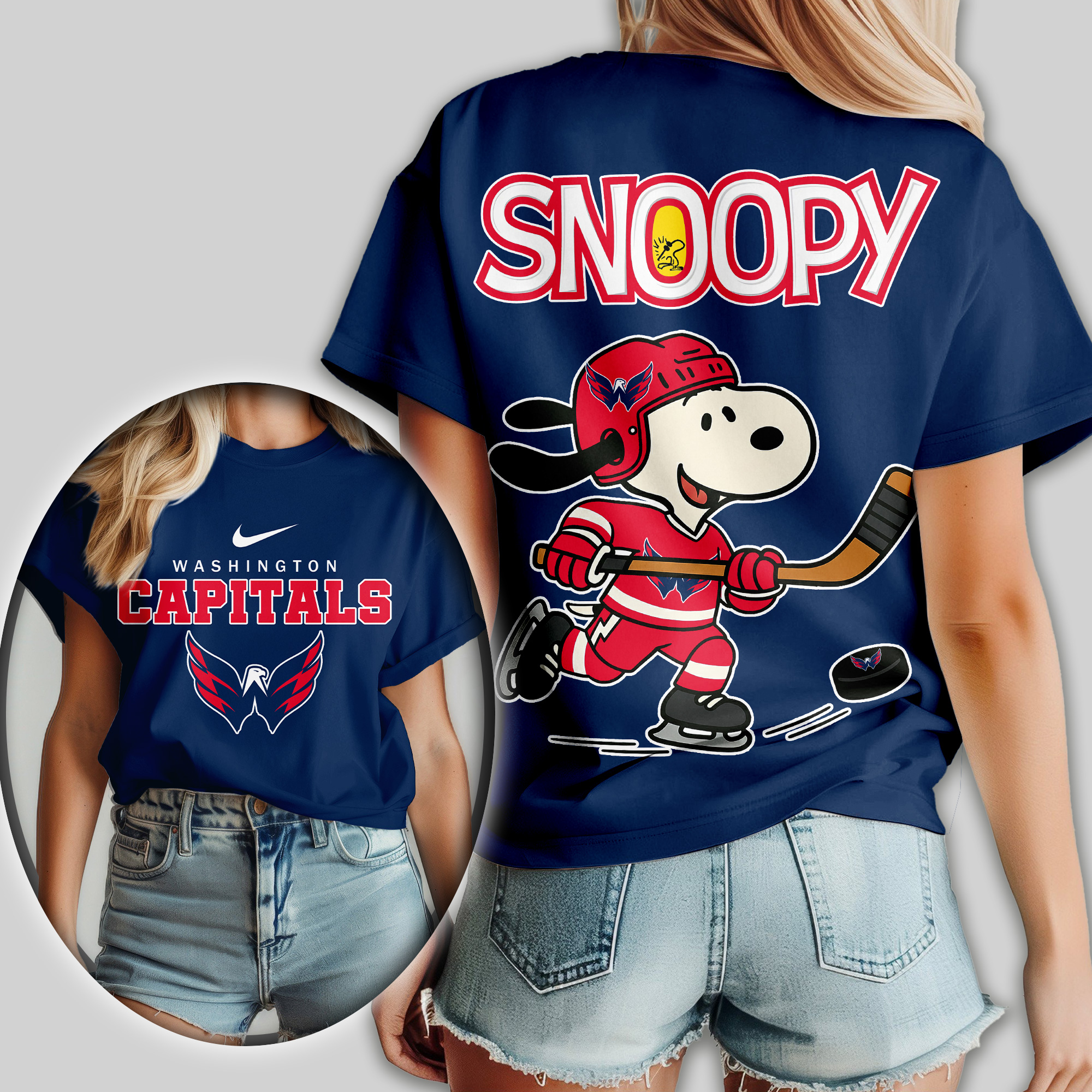 Washington Capitals | Premium NHL Snoopy Hockey Women Shirt - Image 3