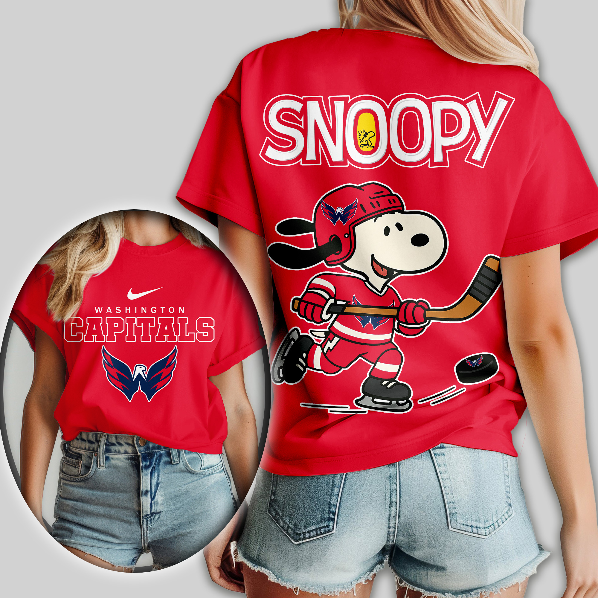 Washington Capitals | Premium NHL Snoopy Hockey Women Shirt - Image 4