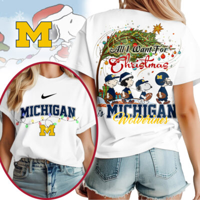 Michigan Wolverines | Premium NCAA All I Want For Christmas Peanuts Shirt MM